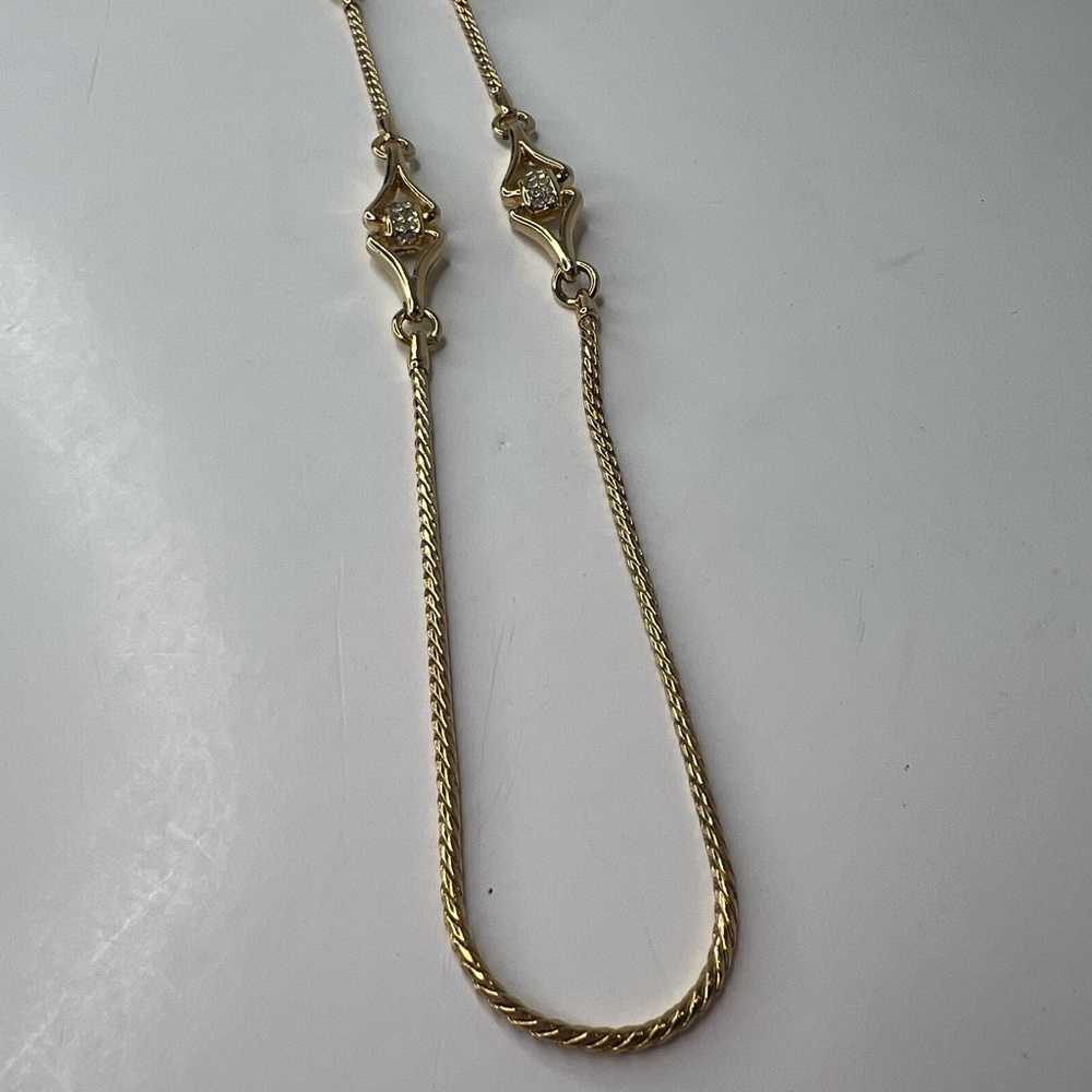 Christian Dior Gold Tone Chain‎ Rhinestone Pendant Necklace CD | PRELOVED!!💎 - Picture 4 of 12